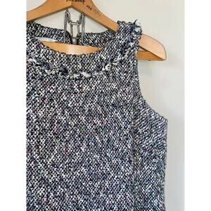Vintage tweed shift dress Sara Campbell black white colorful flecked size 12